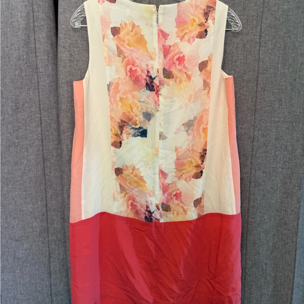 Rebecca Taylor Enchanted Gardens Pink Shift Tank Drop Waist Silk Dress Size 4 - Picture 4 of 9